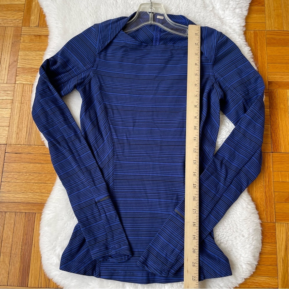LULULEMON Kanto Catch Me Long Sleeve Kanto Stripe Sapphire Blue Black Size 2 - Picture 11 of 13